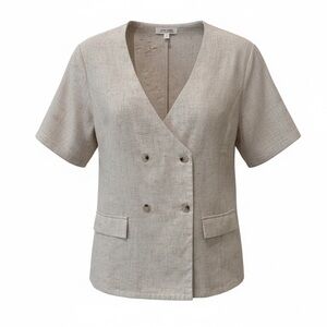 12th Tribe tan linen blend top and shorts, small